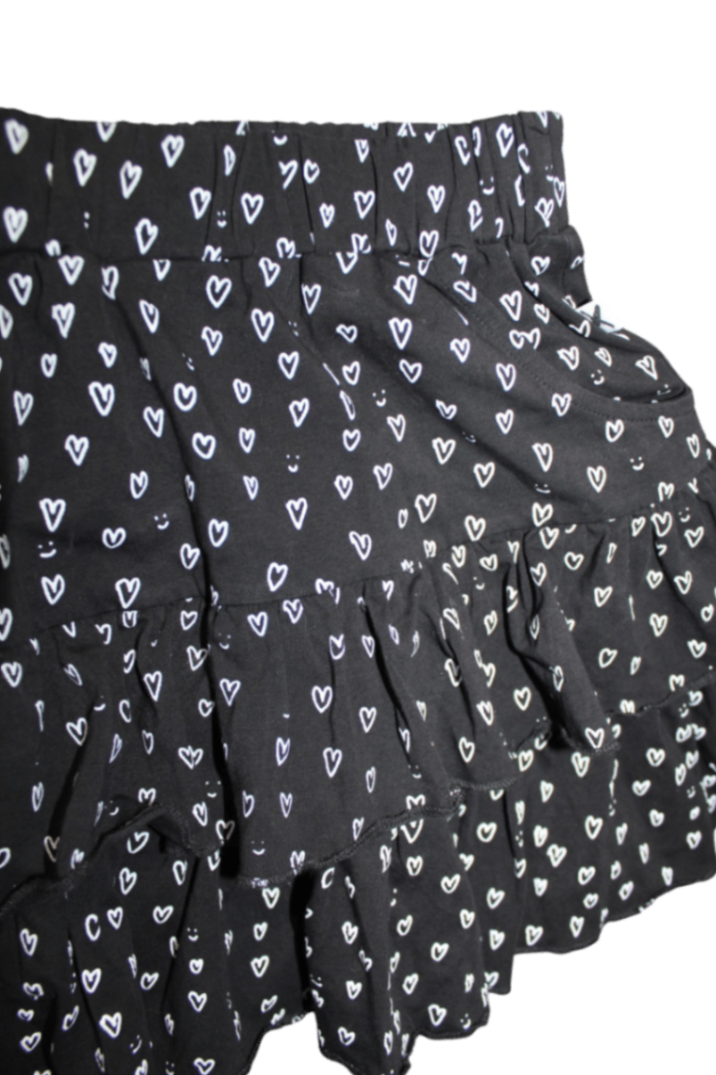 Minti Skirt, Black with white hearts, 7
