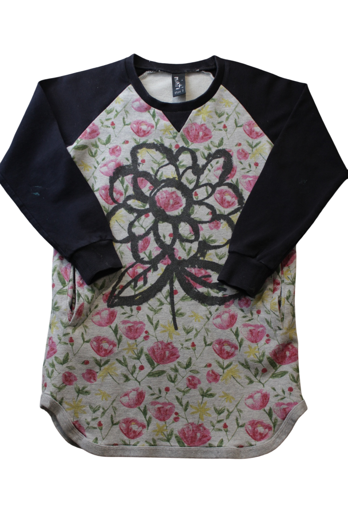 Minti Jumper Dress, Black, grey, pink and green, 7