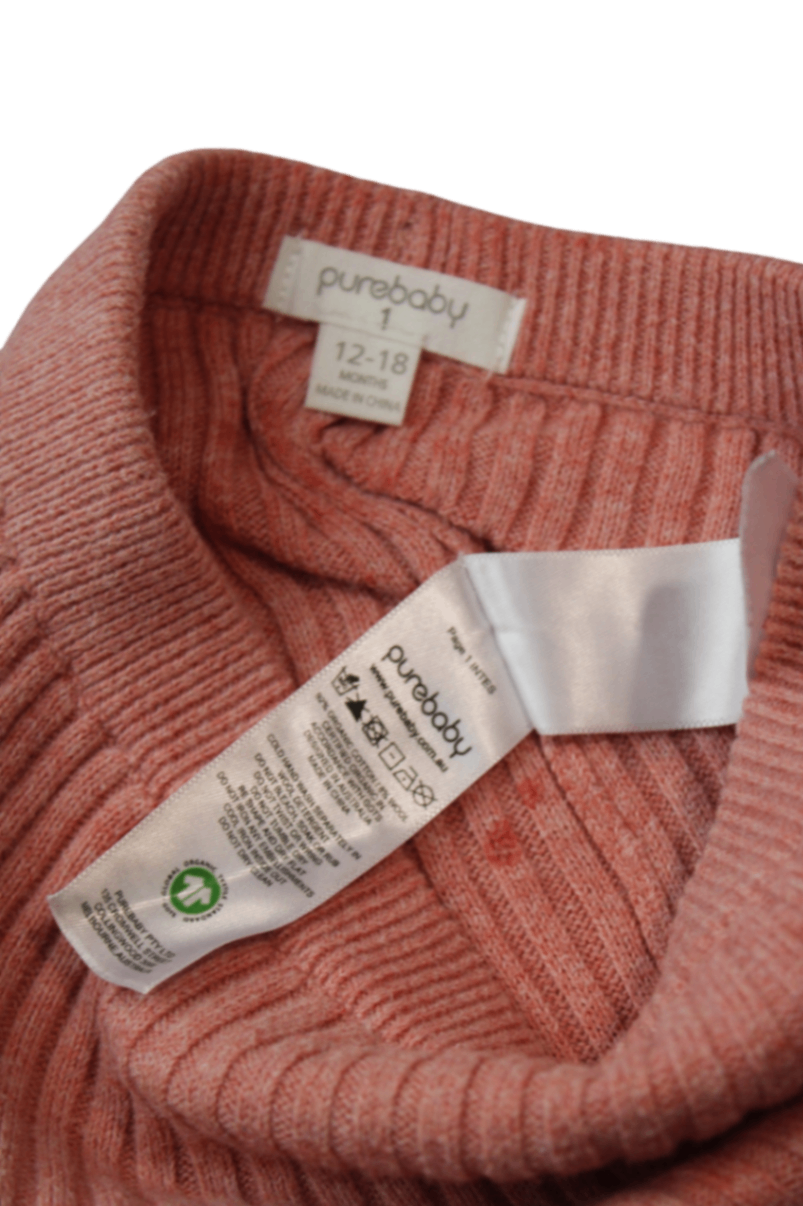 Purebaby Knit Leggings, Pink, 12-18 months