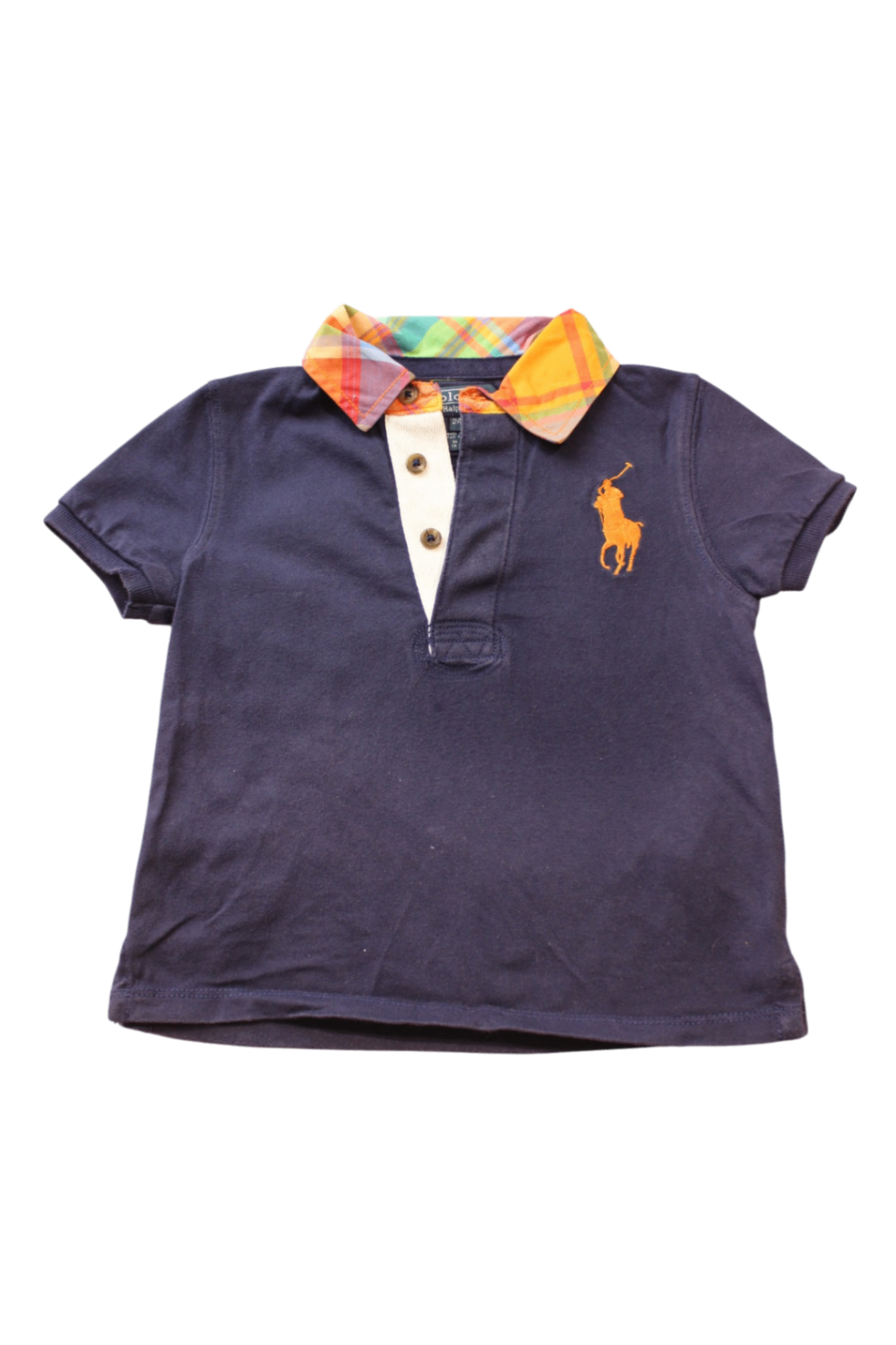 Polo by Ralph Lauren Polo Shirt, Navy blue with multicoloured plaid, 24M