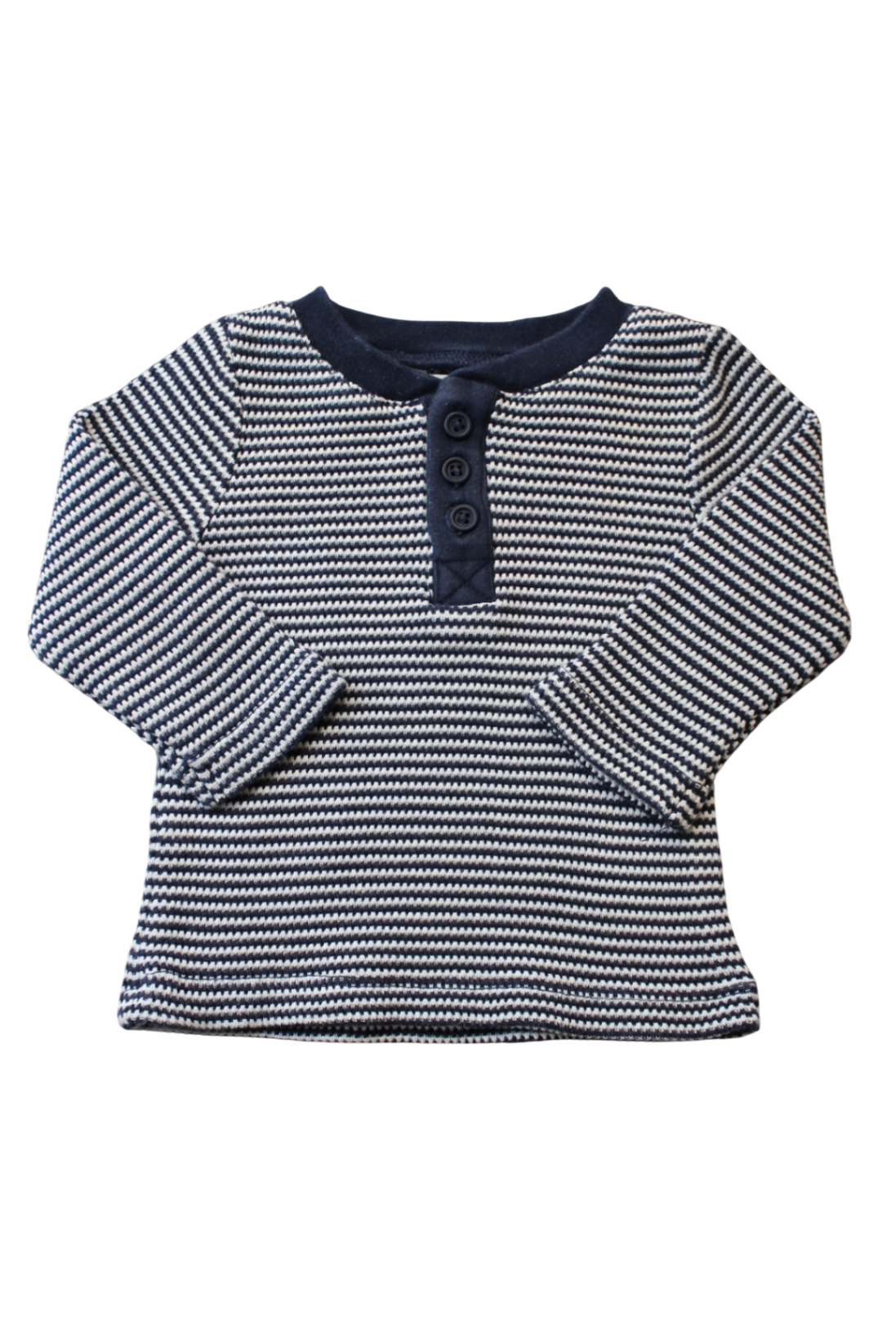 Country Road Long-Sleeve Top, Navy and White, 000