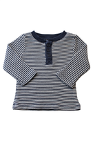Country Road Long-Sleeve Top, Navy and White, 000