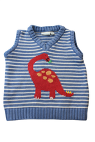 JoJo Maman Bébé Knit Vest, Blue with white stripes, 3