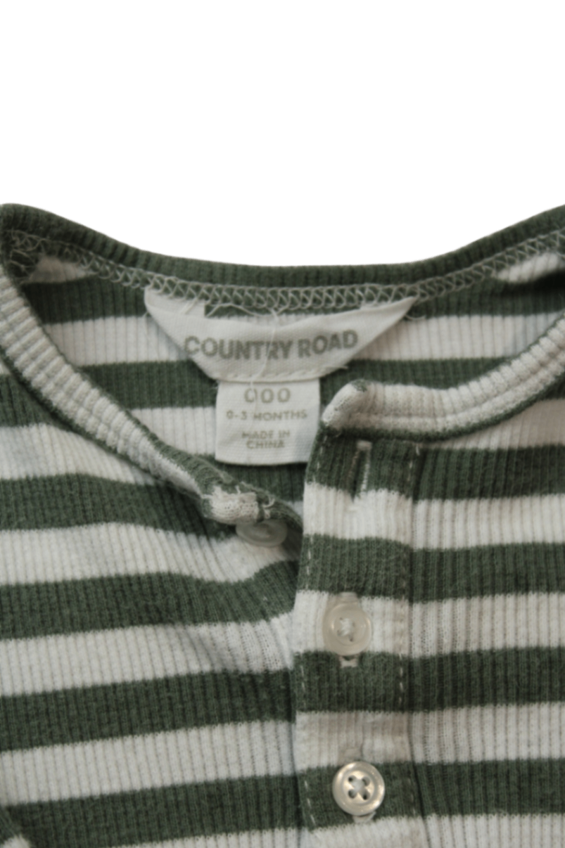 Country Road Bodysuit, Green and White, 000 / 0-3 months