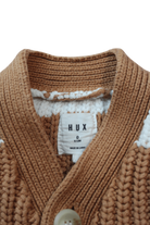 HUX Cardigan, Brown and white, 0 / 6-12M