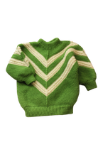 Handknit Jumper, Green and cream, 1