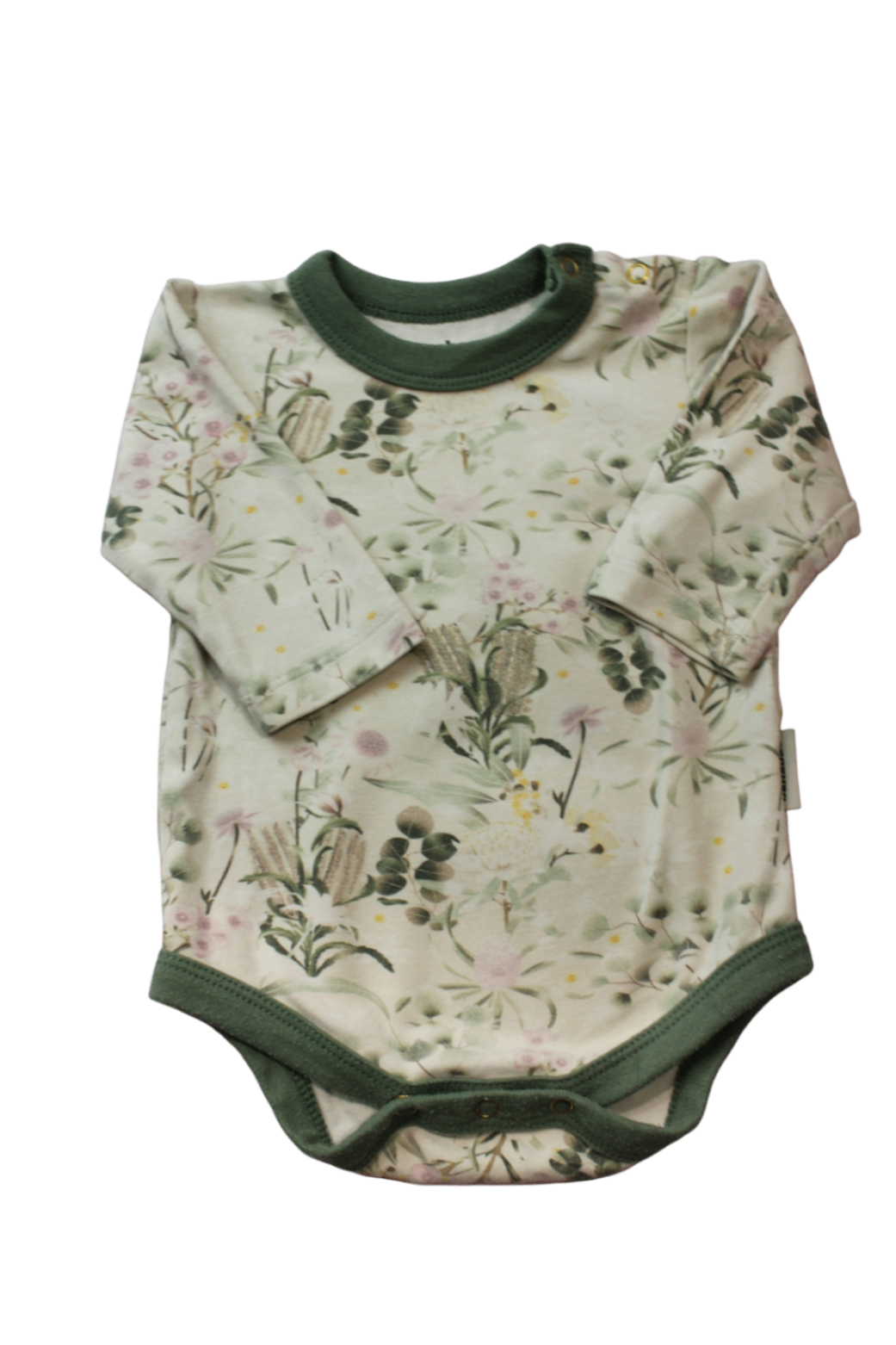 Banabae Bodysuit, Cream with green floral print, 0