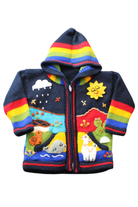 Unbranded Hooded Cardigan, Navy blue with rainbow multicolour accents, 1