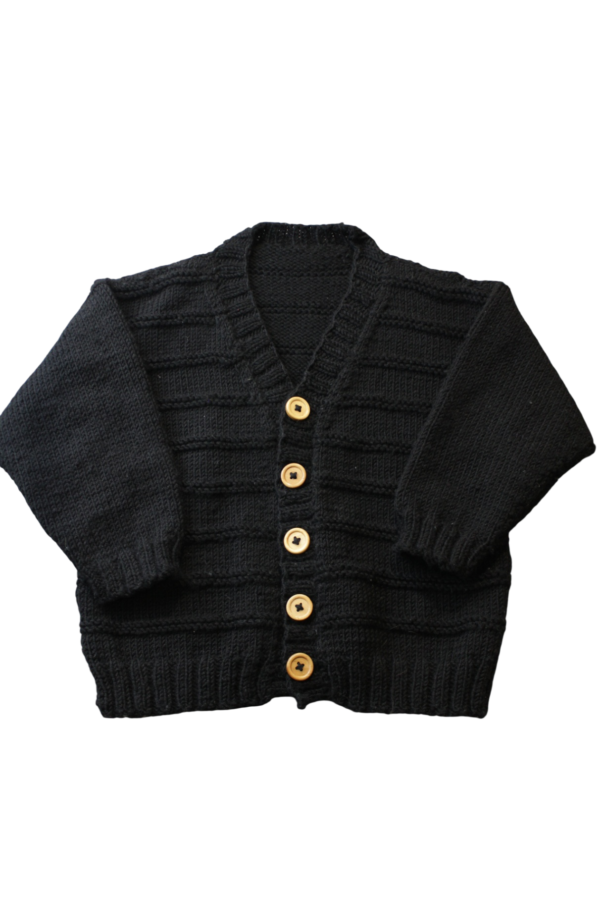 Handknit Cardigan, Black, 3