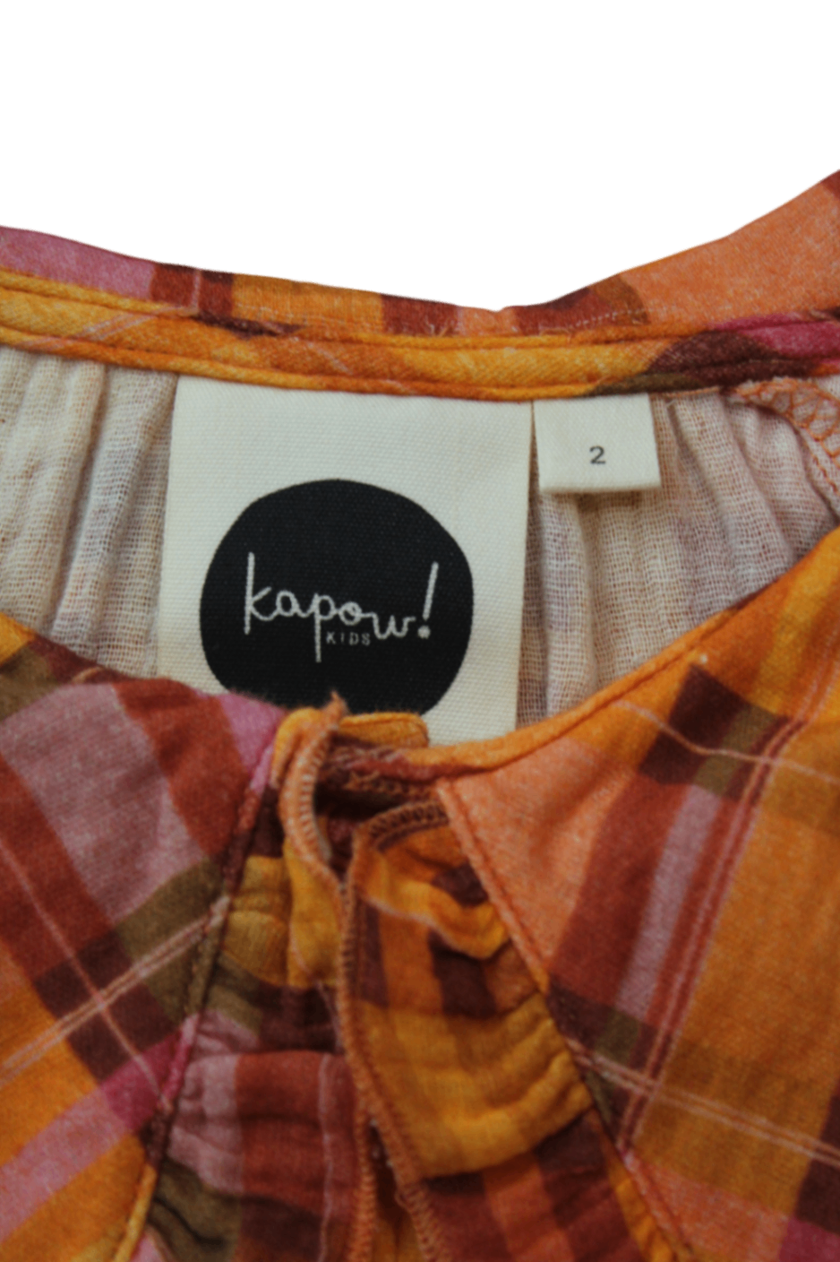 Kapow! Kids Shirt, Orange multicolour plaid, 2