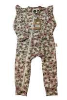 Kapow Kids Jumpsuit, Cream with pink and green floral print, 1