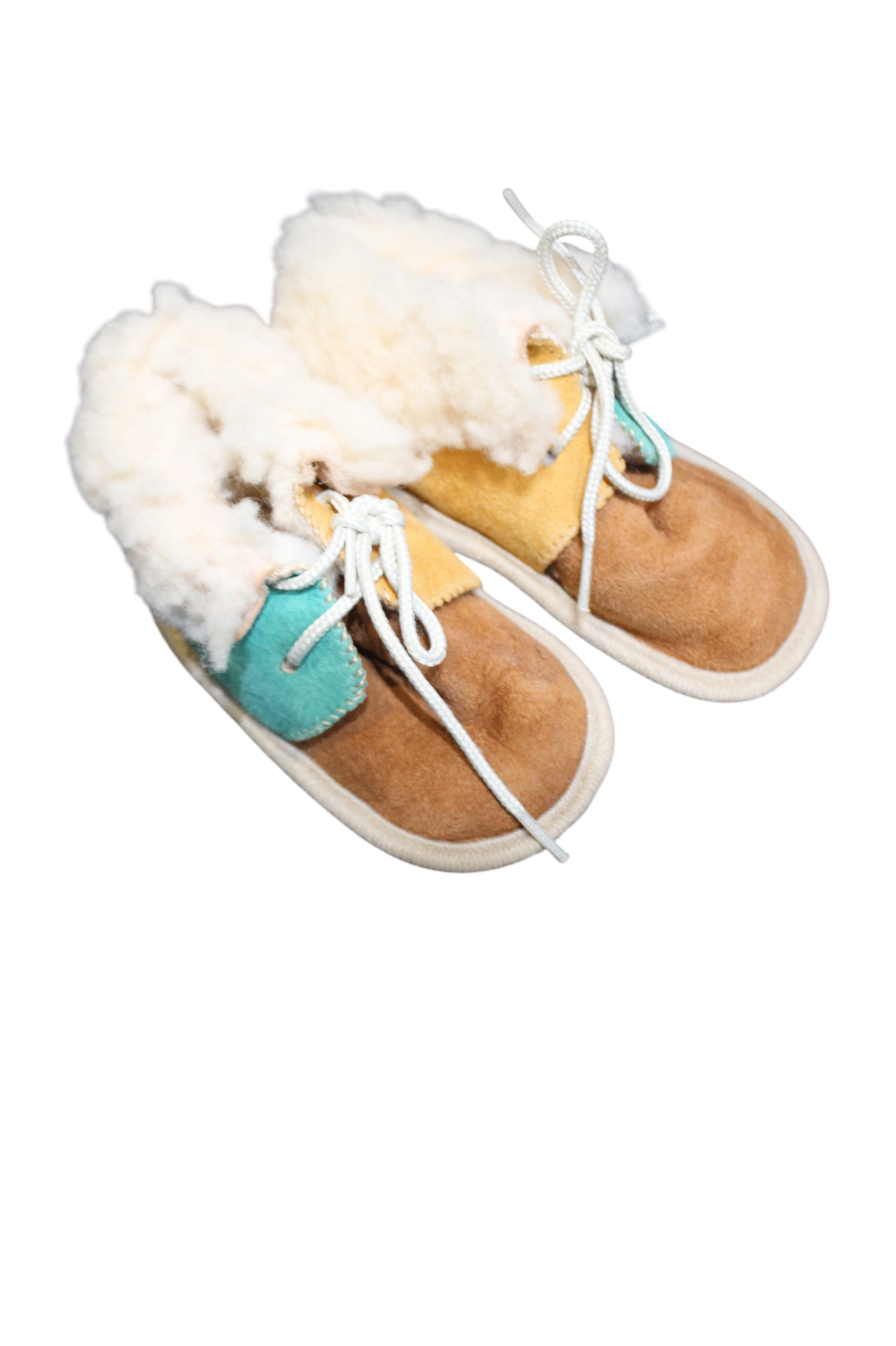 No visible brand Booties, Brown, white, turquoise and yellow, 0
