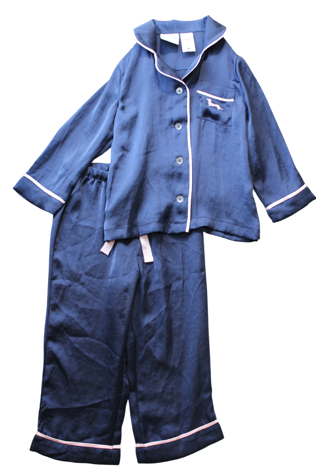 Peter Alexander Pajama Set, Navy Blue with pink piping, 2