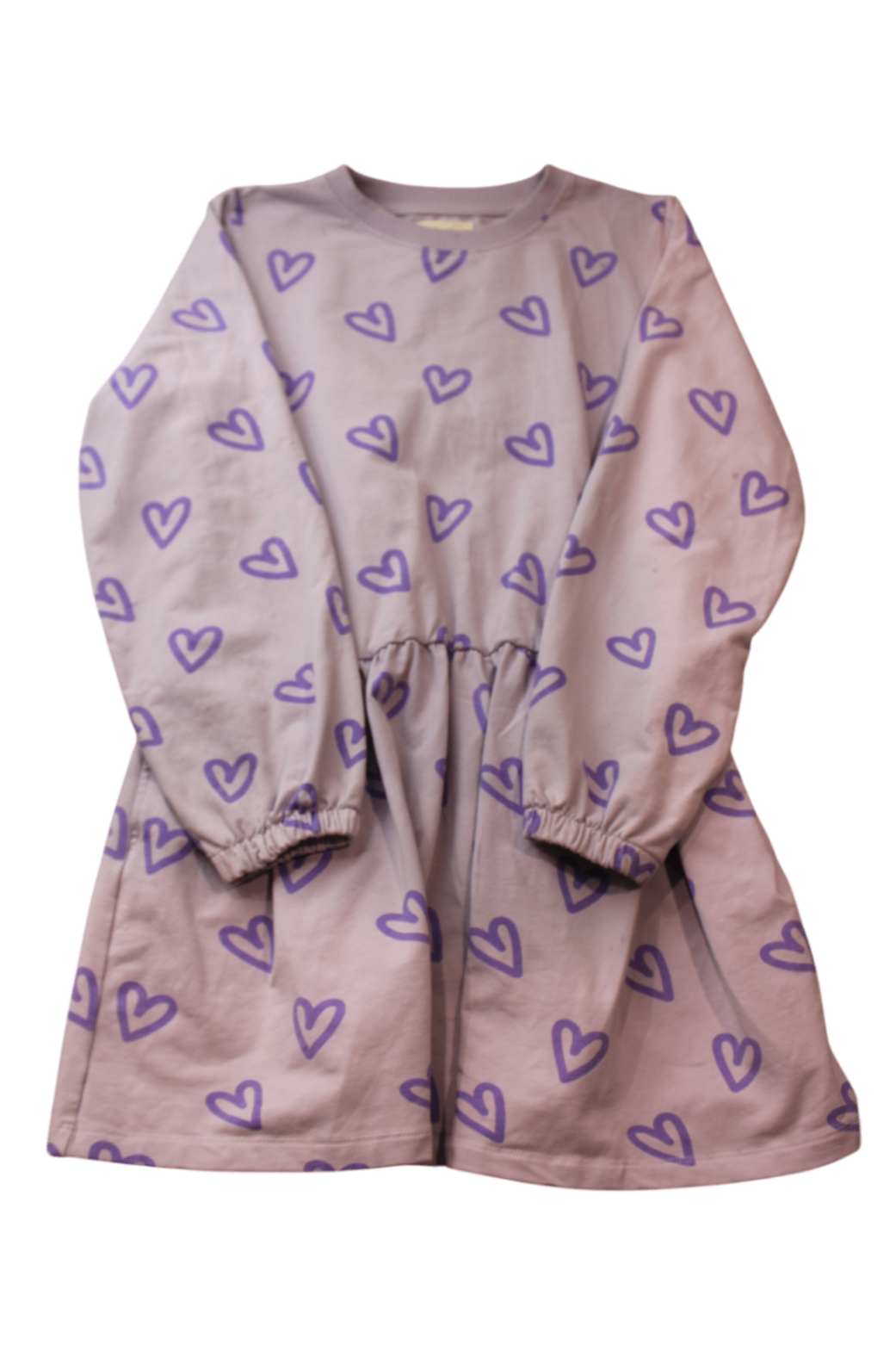 The Girl Club Dress, Light pink with purple hearts, 12