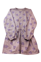 The Girl Club Dress, Light pink with purple hearts, 12
