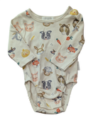 Purebaby Bodysuit, Cream with multicolour animal print, 000