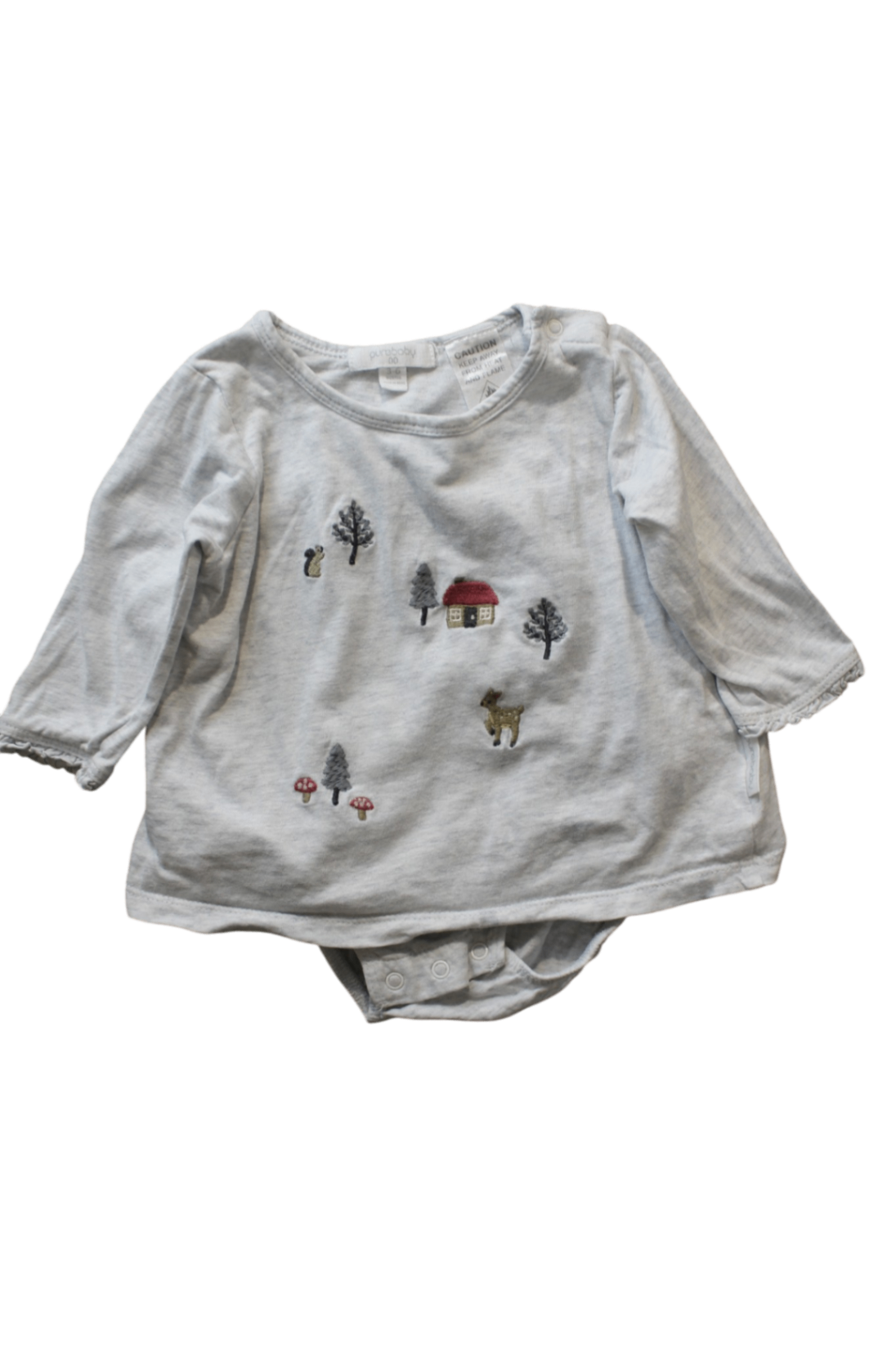 Purebaby Bodysuit, Grey, 00