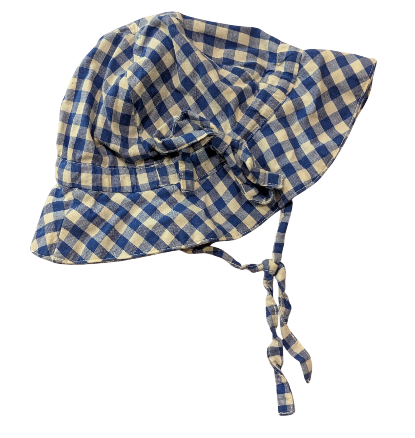 Nature Baby Hat, blue gingham, Medium (6m-2y)