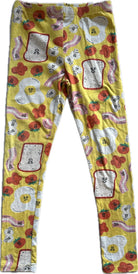 Gorman Playground Leggings, Yellow with multi food pattern, 7-8