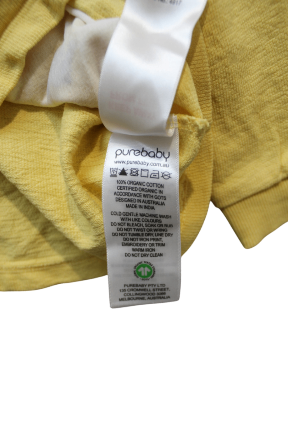 Purebaby Long-Sleeve Top, Yellow, 000