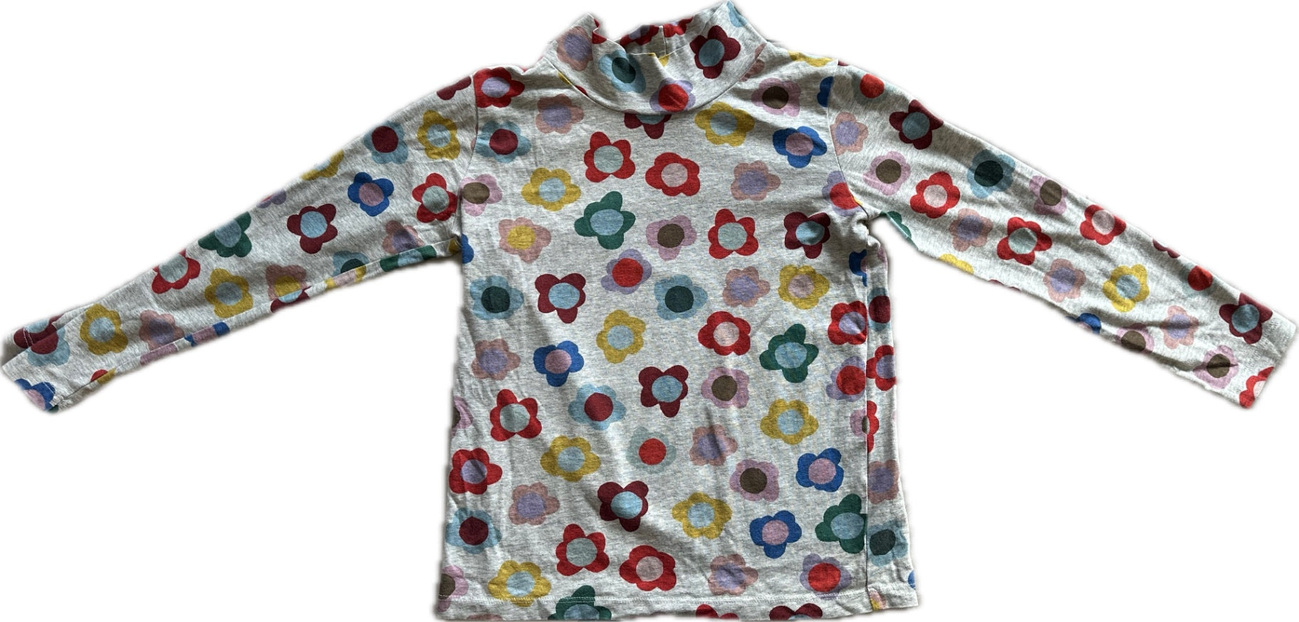 Gorman Playground Long-Sleeve T-Shirt, Grey with multi flower design, 5-6
