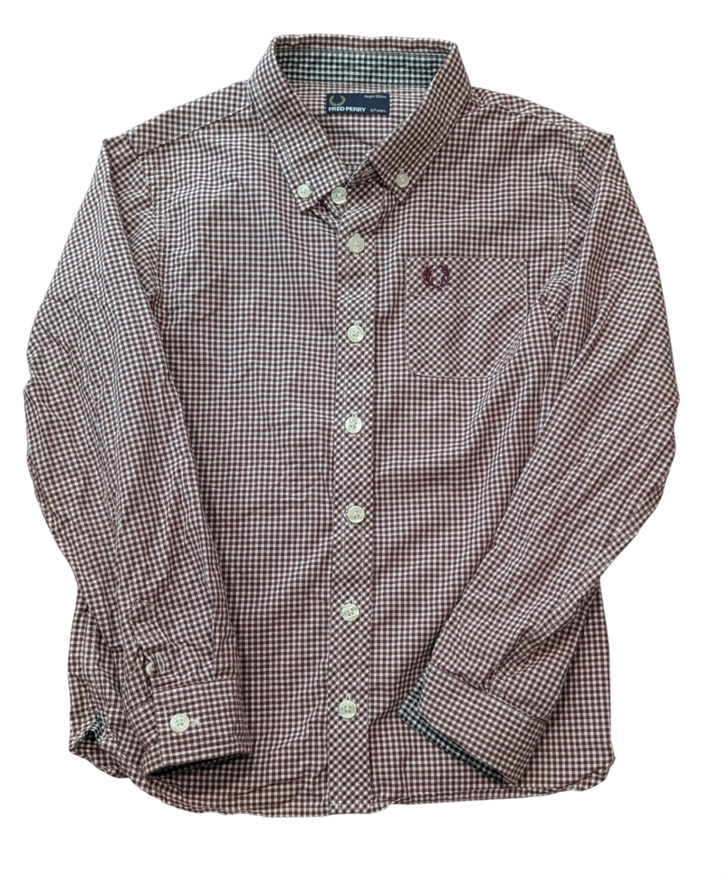 Fred Perry Shirt, Burgundy gingham, 7