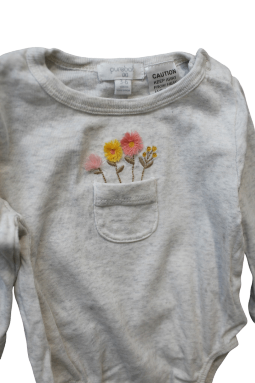 Purebaby Bodysuit, Grey, 00