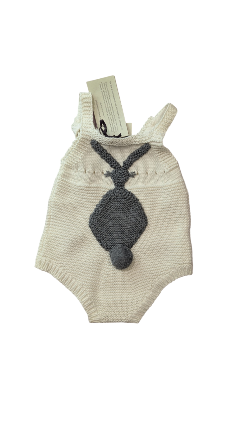 Stella McCartney Kids Bodysuit, Cream w Grey Bunny, 3m