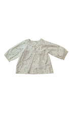 Purebaby Dress, White w Grey Prints, 000