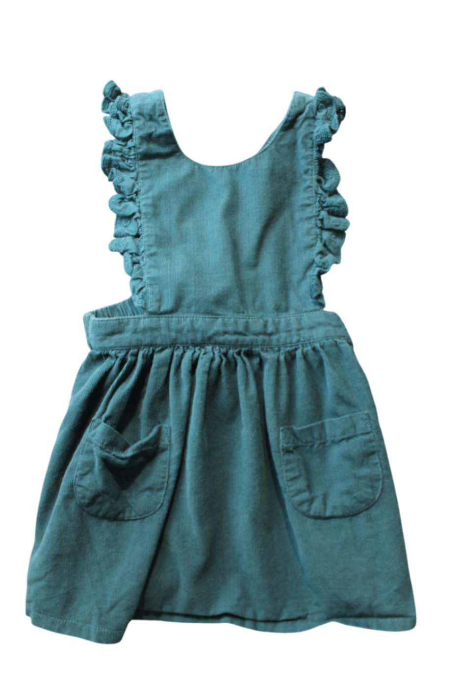 Purebaby Pinafore Dress, Forest green cordorouy, 1
