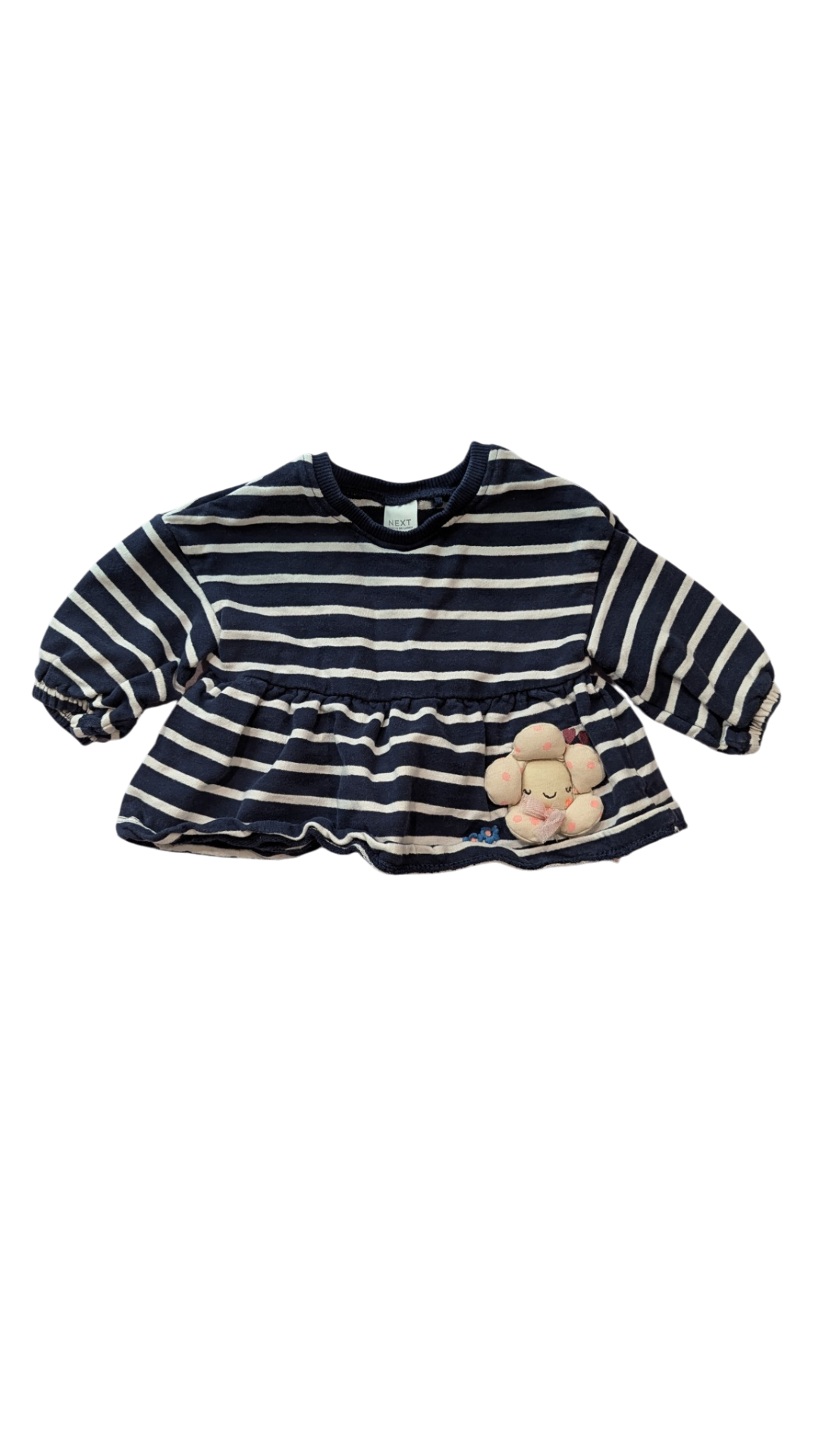 NEXT Long Sleeves Top, Navy Blue White Stripes, 6-9M