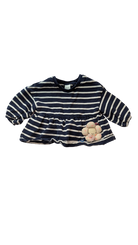 NEXT Long Sleeves Top, Navy Blue White Stripes, 6-9M