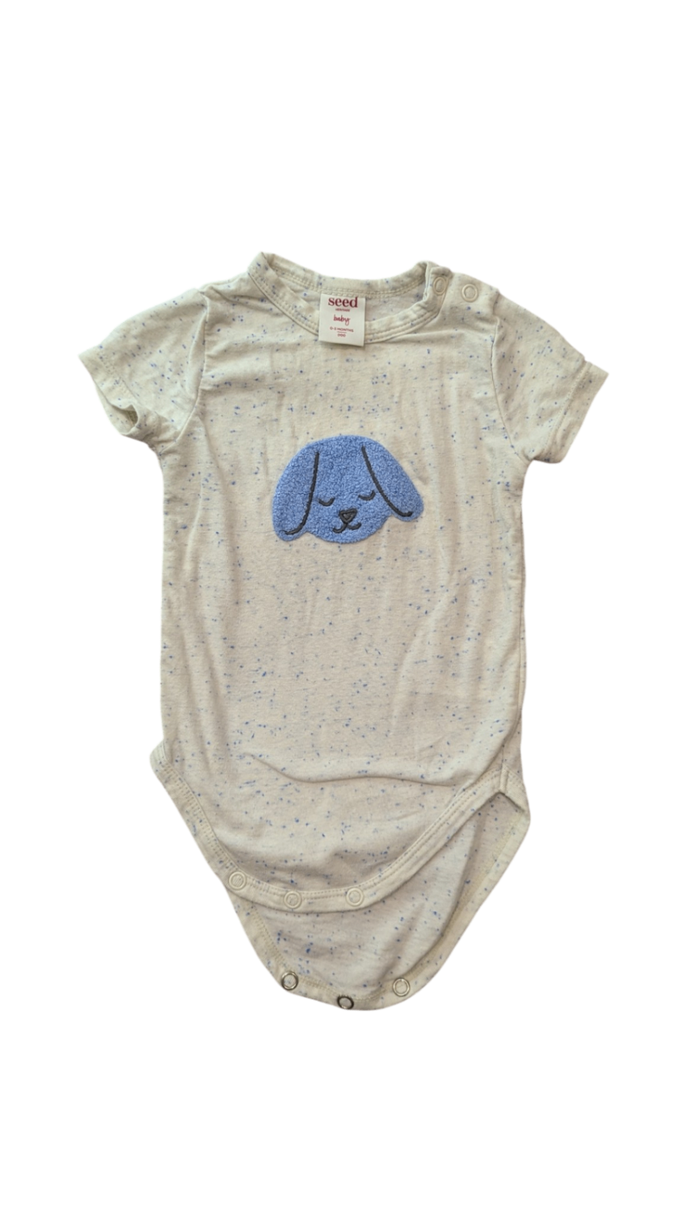 Seed Bodysuit, Grey Marle w Blue Speckles, 000