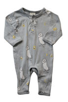 Nature Baby Jumpsuit, blue-grey/owl print, 000