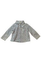 Peggy Shirt, White with Blue Pattern, 3-6M