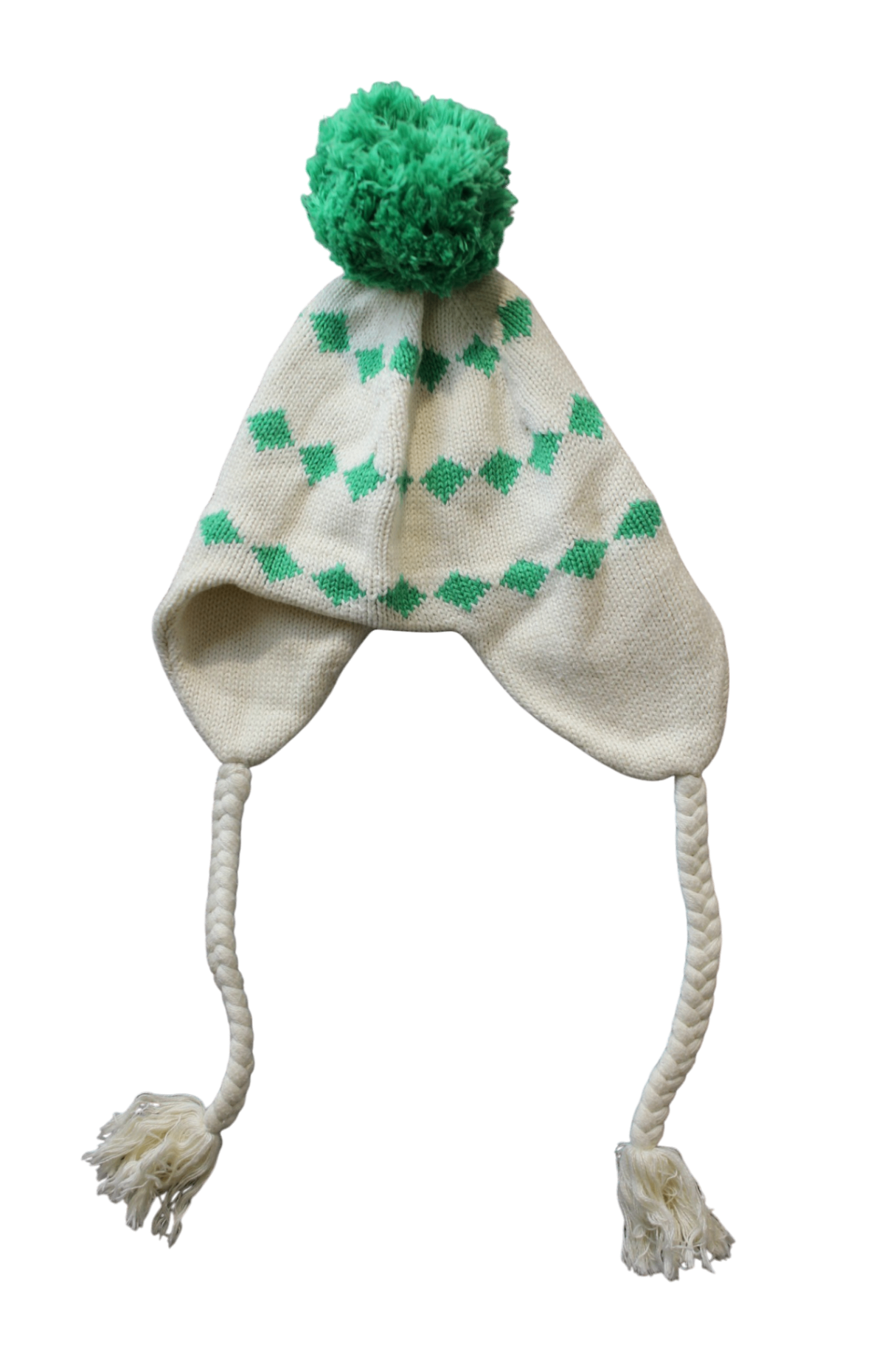 Kinder Clobbler Beanie, Cream and green, S/M