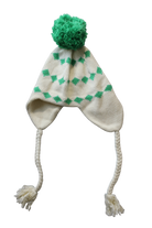 Kinder Clobbler Beanie, Cream and green, S/M