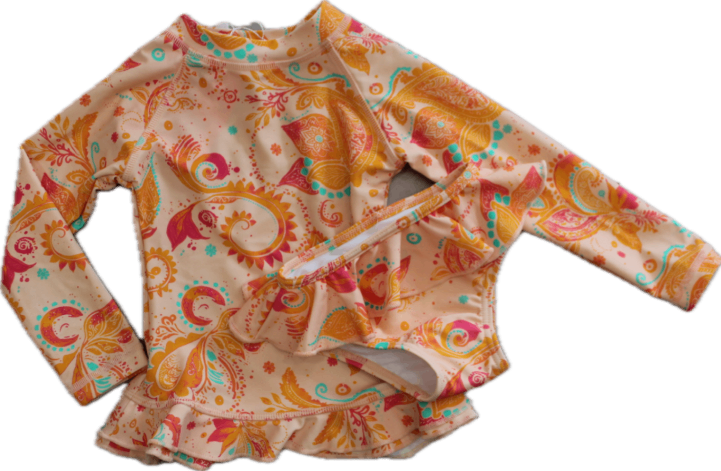 Infamous Swim Swimwear, Peach with multicolour floral and paisley print, 0