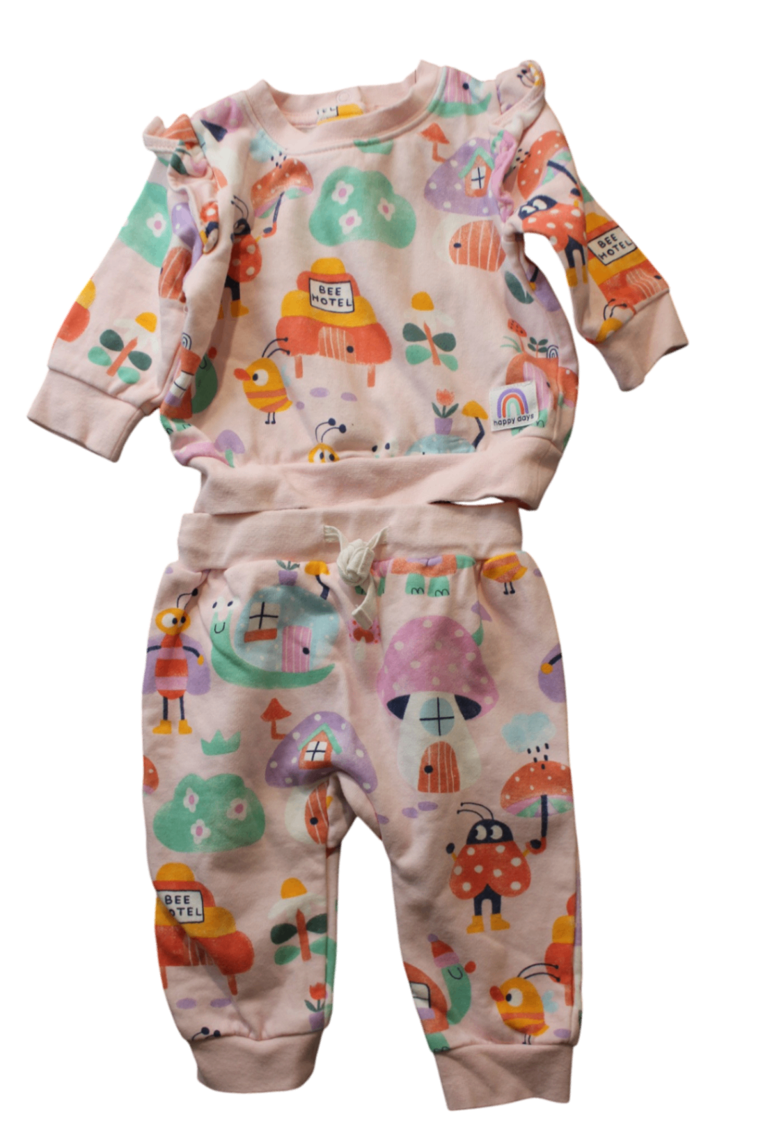Jack & Milly Tracksuit Set, Pink/Multicolour print, 00