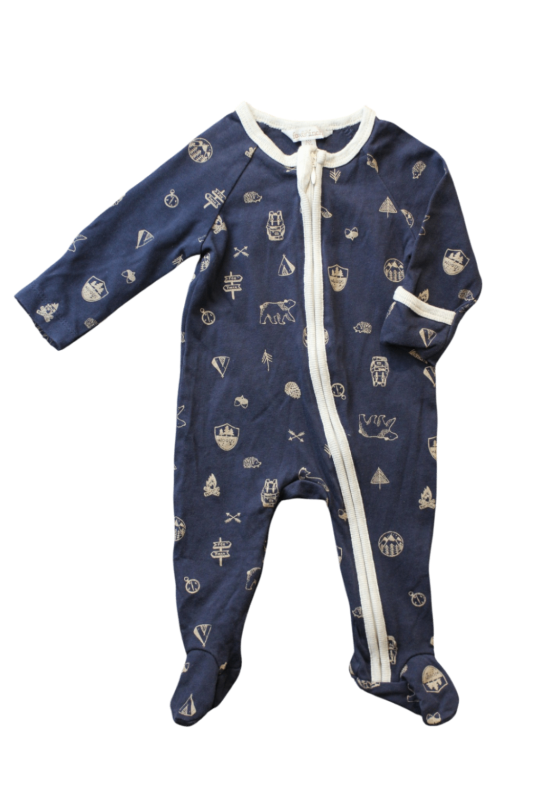 Fox & Finch Jumpsuit, Navy blue with beige print, 000