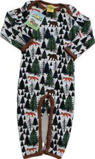 DUNS Bodysuit, White with multicolour print and brown trim, 0