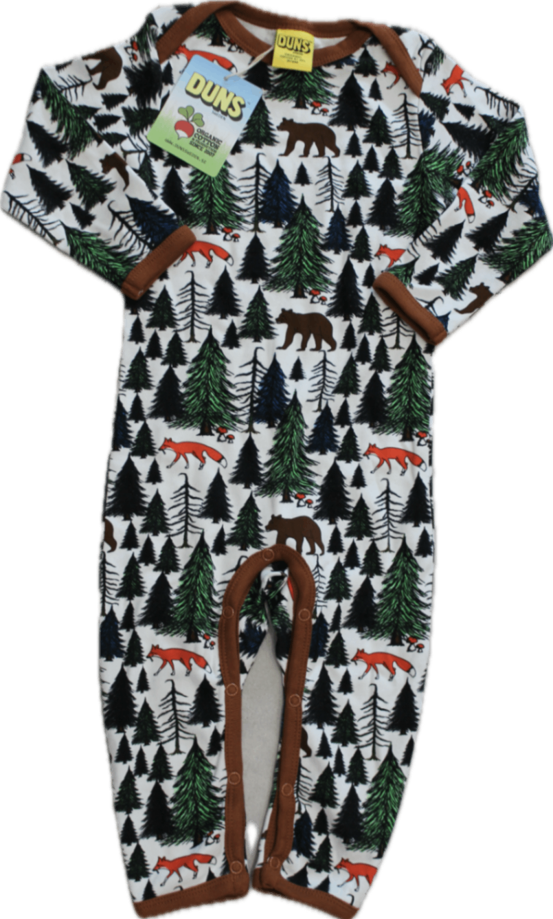 DUNS Bodysuit, White with multicolour print and brown trim, 0