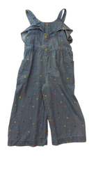 Milkshake Jumpsuit, Denim Blue w Small Flower Prints, 8