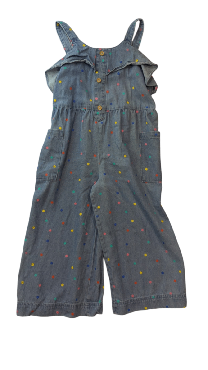 Milkshake Jumpsuit, Denim Blue w Small Flower Prints, 8
