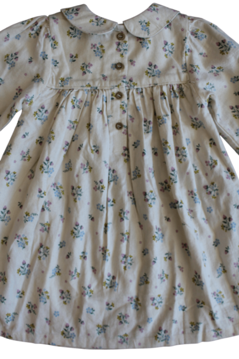 Purebaby Dress, Cream with multicolour floral print, 2