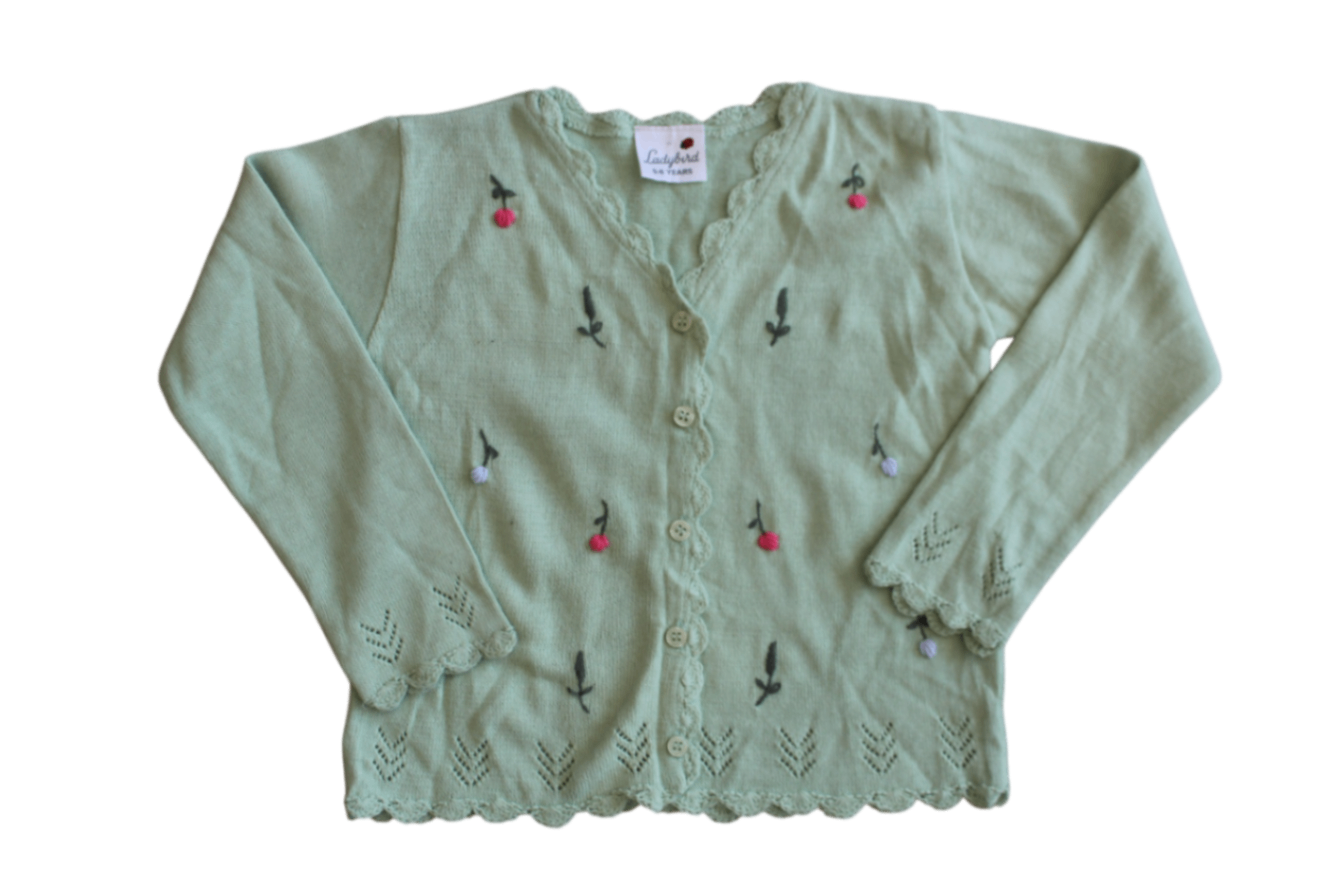 Ladybird Cardigan, Mint green/flower embroidery, 6