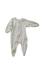 Purebaby Jumpsuit, White w Light Grey Leaves, 0000