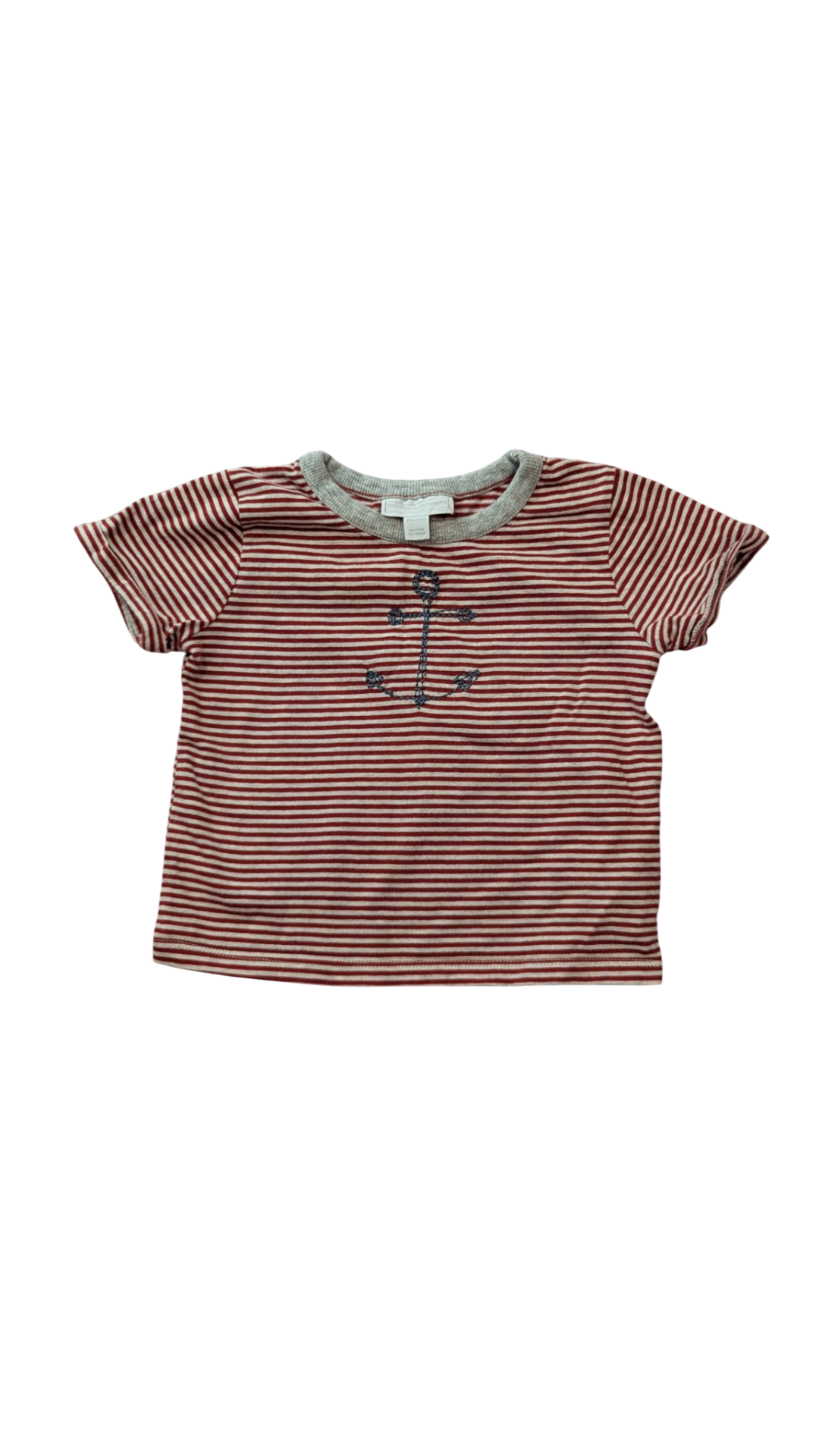 The Little White Company T-Shirt, Red White stripes, 1-2Y