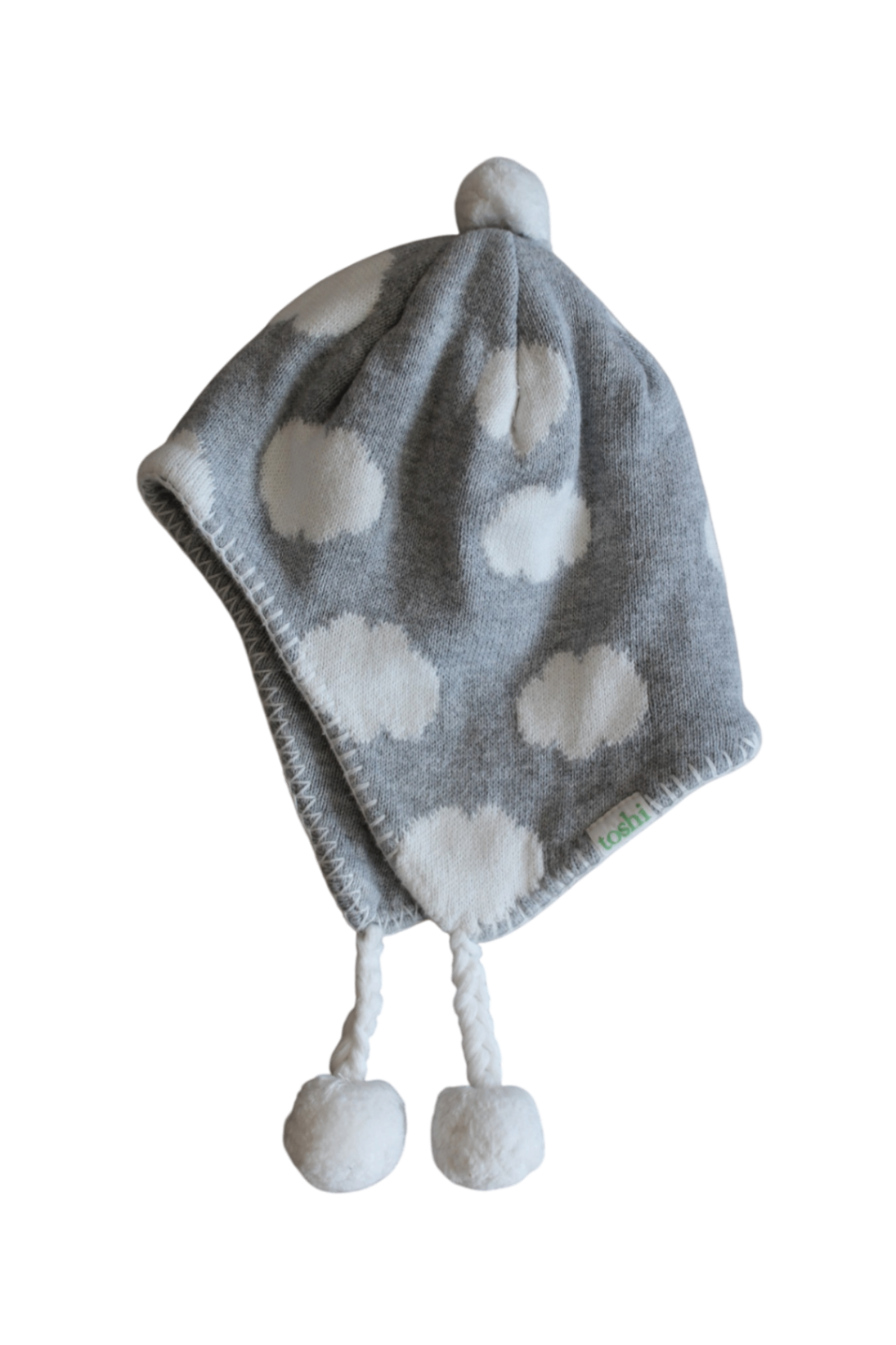 Toshi Beanie, Grey and White, S (46-51cm)