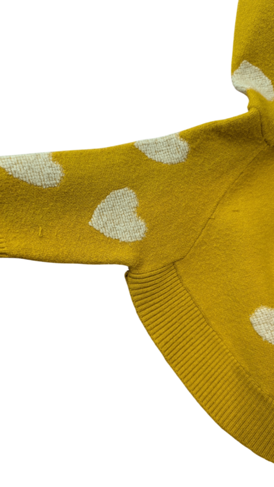 Seed Jumper, Mustard w White Hearts, M/L